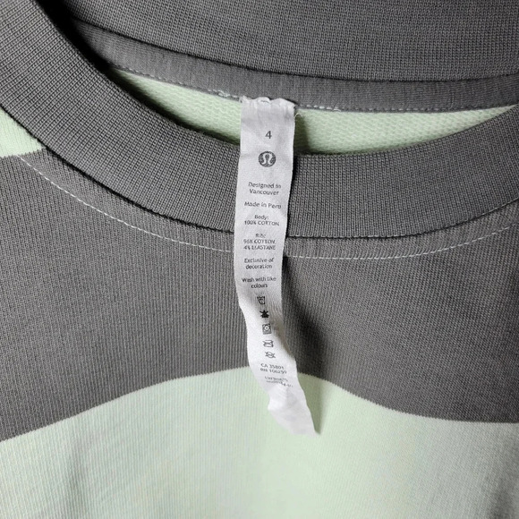 Lululemon Perfectly Oversized Cropped Sweatshirt Lined Green 100% Cotton Size 4 - Picture 3 of 6